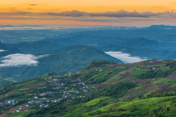 Mountains Mist Morning Sunrise Phu Tub Berk Petchabun Thailand — Stock Photo, Image