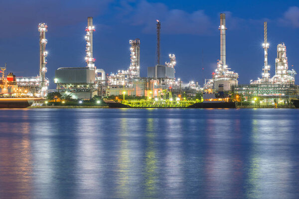 Oil refinery factory at twilight Bangkok Thailand.