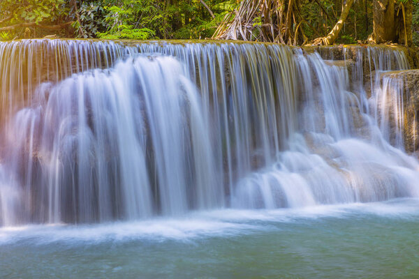 Waterfall in Deep forest at Erawan waterfall National Park.
