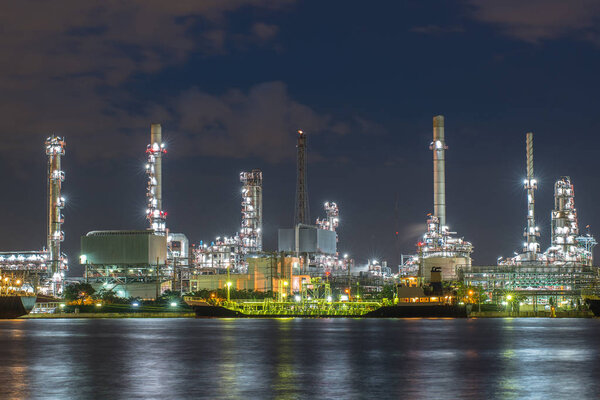Oil refinery factory at twilight Bangkok Thailand.