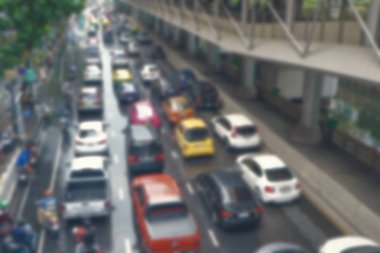 Soyut mevsimlik araçların trafik sıkışıklığı şehir Bangkok Tayland at.