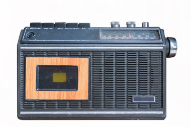 Beyaz arkaplanda eski radyo izolasyonu, Vintage biçimi.