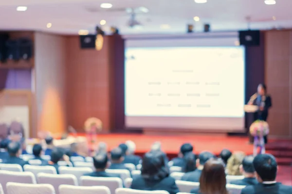 Abstrakt Suddig Högtalare Scenen Med Affärsmän Eller Målgrupp Konferenssalen Och — Stockfoto