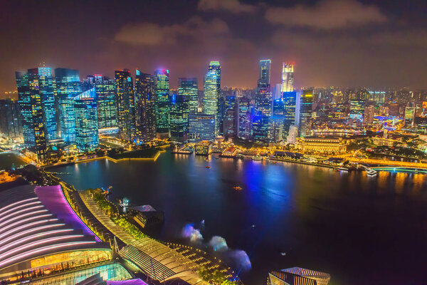 SINGAPORE-July 11, 2018 : landscape of marina bay in Singapore at night.