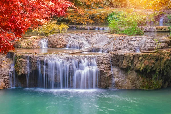 Waterfall Deep Forest Erawan Waterfall National Park — Stock Photo, Image