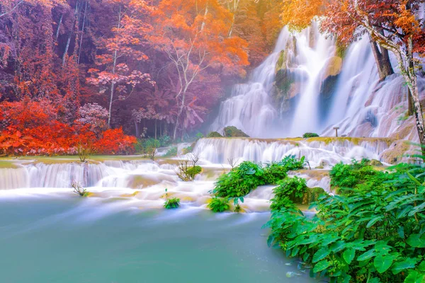 Cachoeira Floresta Tropical Tat Kuang Cachoeiras Luang Prabang Laos — Fotografia de Stock