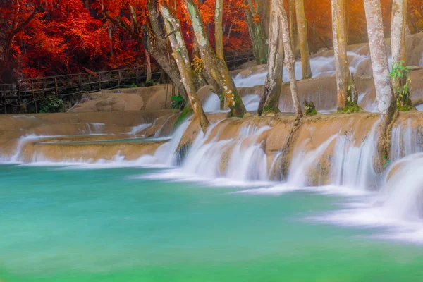 Vízesés Esőerdőkben Tóth Sae Vízesések Luang Prabang Laosz — Stock Fotó