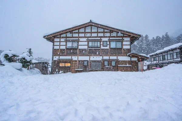 Nieve Cayendo Invierno Gifu Chubu Japón — Foto de Stock