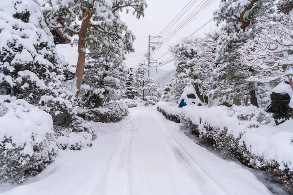 Nieve Cayendo Invierno Gifu Chubu Japón — Foto de Stock