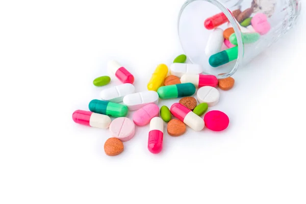 Various Tablets Mix Heap Drugs Pills Capsules Therapy Doctor Flu — Stock Photo, Image