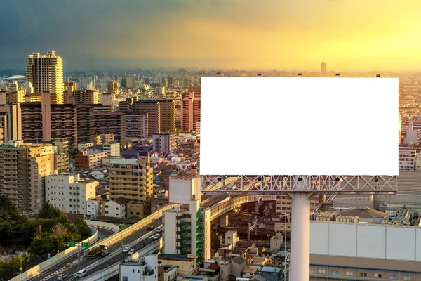 Large Blank Billboard Ready New Advertisement Sunset — Stock Photo, Image