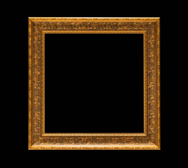Gouden frame elegante vintage geïsoleerd op zwarte achtergrond — Stockfoto