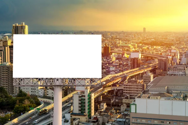 Large Blank billboard ready for new advertisement with sunset — Stock Photo, Image