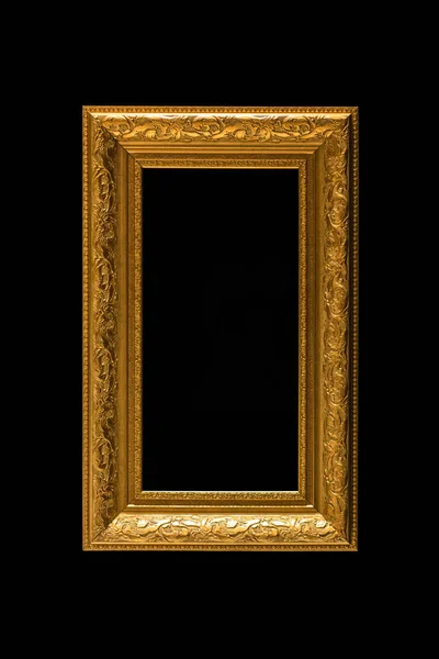 Gouden frame elegante vintage geïsoleerd op zwarte achtergrond — Stockfoto