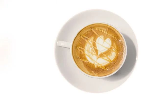 Fazolová káva s Latte art nebo cappuccino. — Stock fotografie