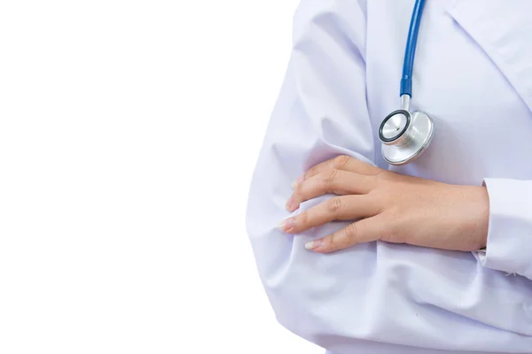 Medico donna medica con stetoscopio isolato su backgrou bianco — Foto Stock