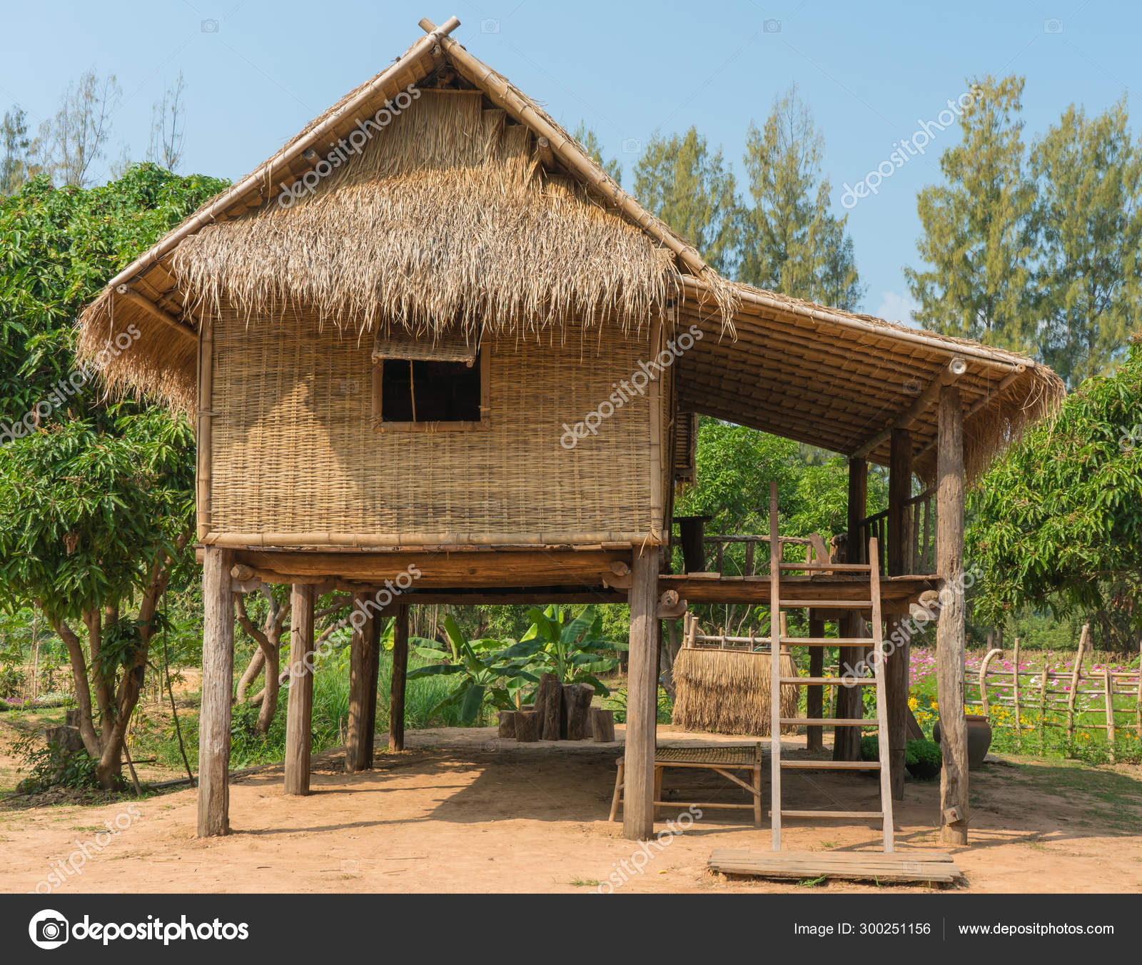 Thai Cottage Or Hut In The Garden Stock Photo C Casanowe1 300251156