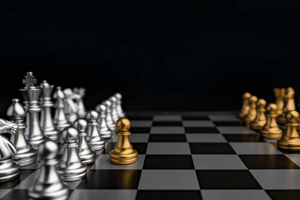 Chess board game in competition play, Ideas business success concept.
