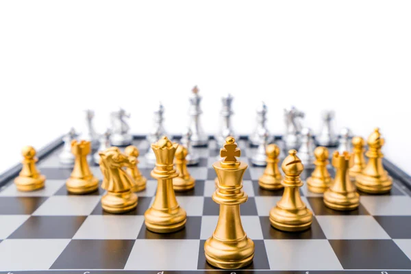 Gioco da tavolo di scacchi in gioco di competizione, Idee business successo con — Foto Stock