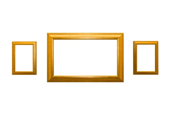 Decoratieve Vintage Gouden Frames Fotolijst Elegant Geïsoleerd Witte Achtergrond — Stockfoto