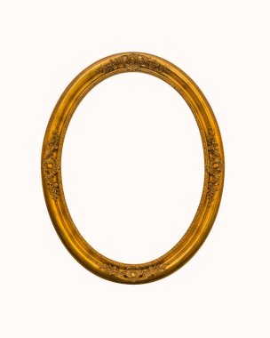 Beyaz arkaplanda izole edilmiş klasik altın oval çerçeveler veya fotoğraf çerçevesi.