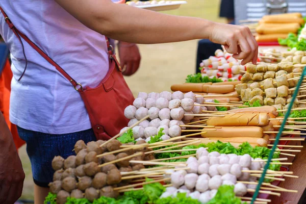 Meatball Fish Ball Fast Food Street Food Market Thailand — Stock Photo, Image