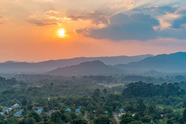 Landscape Sunset Village Mountains Thailand — Stock Photo, Image