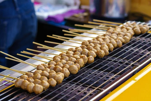 Meatball Fish Ball Fast Food Street Food Market Thailand — Stock Photo, Image