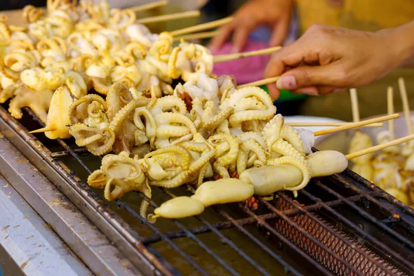 Grilled Squid Street Food Market Thailand — Stock Photo, Image