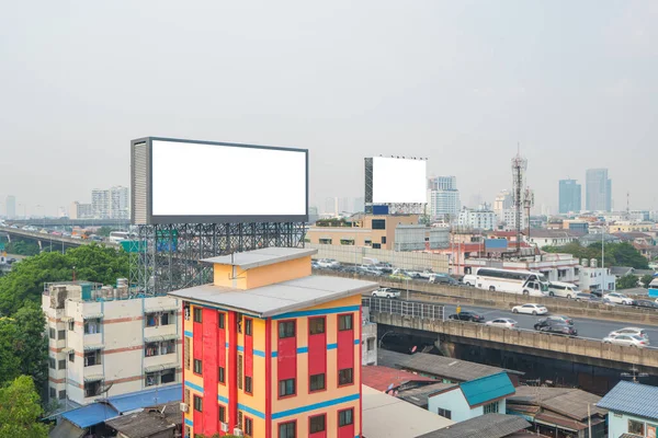 Mockup Image Blank Billboard White Screen Posters City Road Advertising — Stock Photo, Image