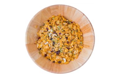 Kaju fıstığı, badem, balkabağı tohumu ve ev yapımı tahıllar için ayçiçeği tohumu malzemesi.