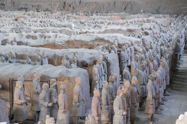 Terracotta Army Warriors Mausoleum Sculptures Depicting Armies Qin Shi Huang — Stock Photo, Image