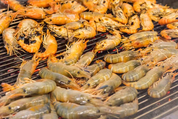 Grillad Räkor Spis Skaldjur Thailändsk Mat — Stockfoto