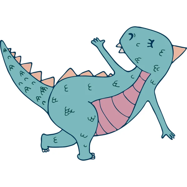 ヨガのアーサナ 手描きのベクトル図に登場する恐竜 — ストックベクタ