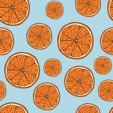 Handdrawn Portakal dilim seamless modeli 