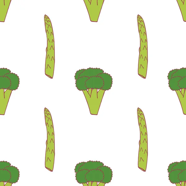 Broccoli e asperago modello senza soluzione di continuità — Vettoriale Stock