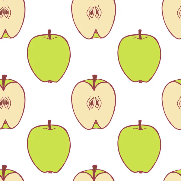 Manzana de fruta patrón sin costura — Vector de stock