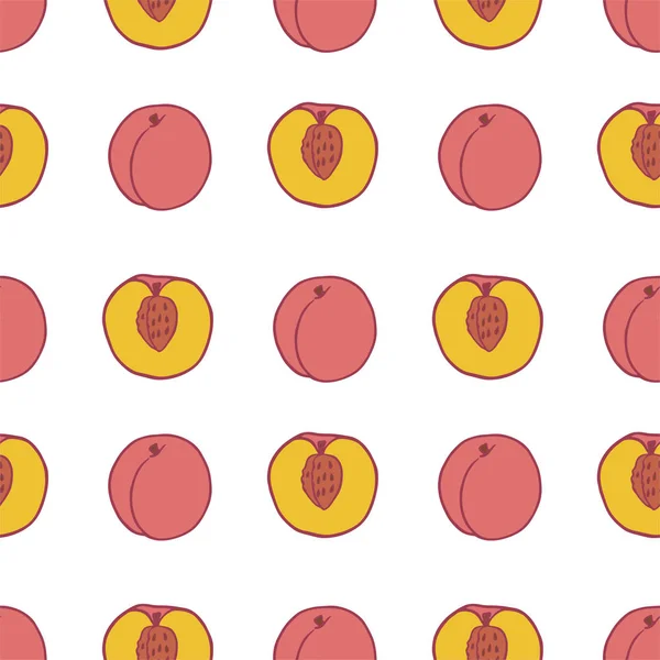 Fruta melocotón patrón sin costura — Archivo Imágenes Vectoriales