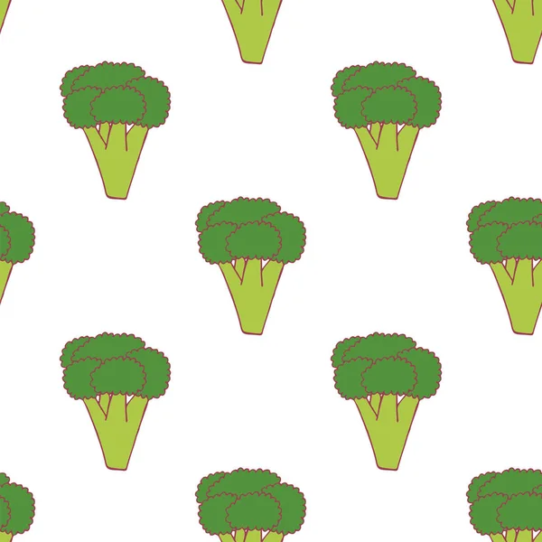 Vegetables broccoli seamless pattern — Stock Vector