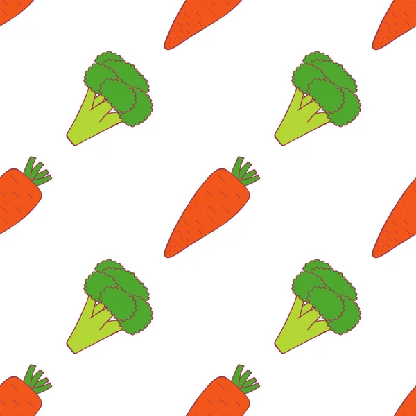 Морковь и брокколи бесшовный рисунок — стоковый вектор
