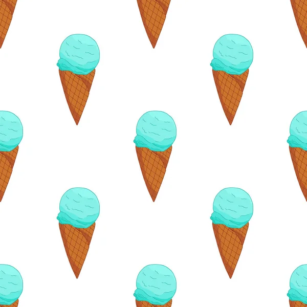 Blue Ice cream seamless pattern — Stock Vector