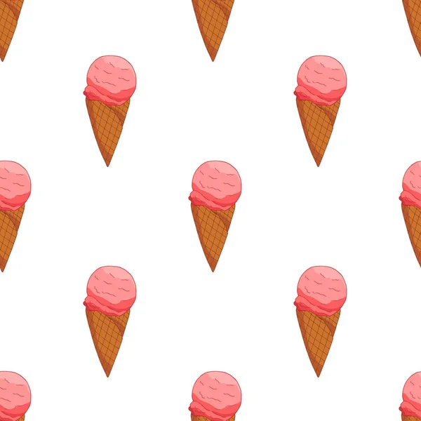 Rosa fresa Helado patrón sin costuras . — Vector de stock