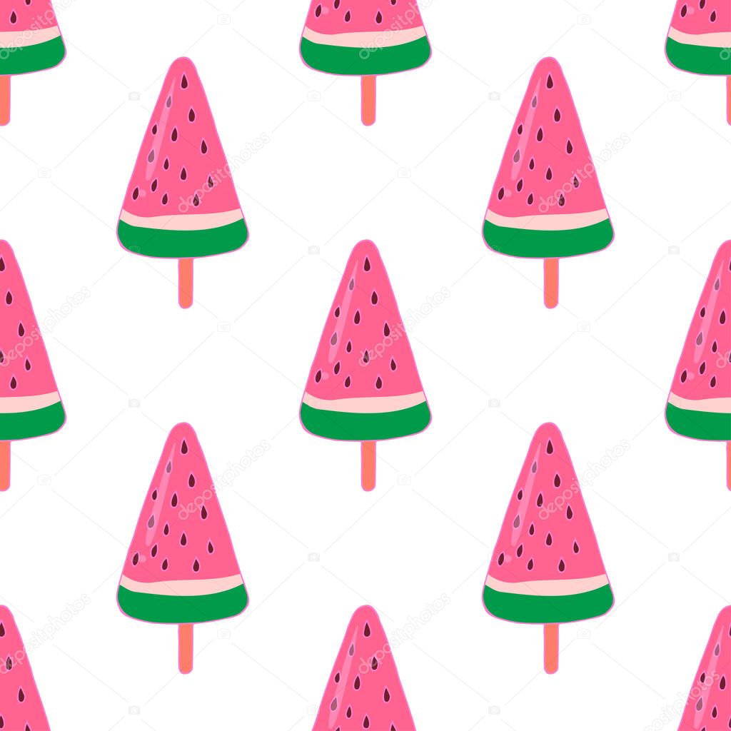 Fruit ice cream seamless pattern. Frozen juice. Cute vector illustration for wallpaper, fabric design.