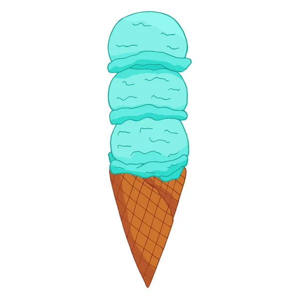 Helado azul dibujado a mano . — Vector de stock