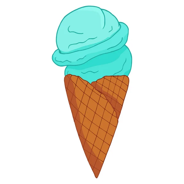 Hand drawn blue ice cream. — Stock Vector