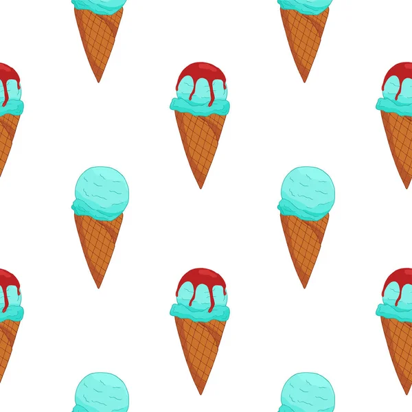 블루 아이스크림 원활한 패턴. — 스톡 벡터