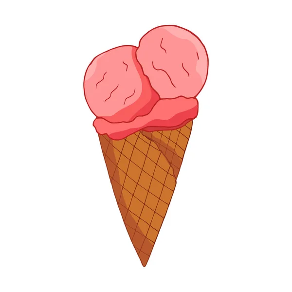 Hand drawn pink starwberry ice cream. — Stock Vector