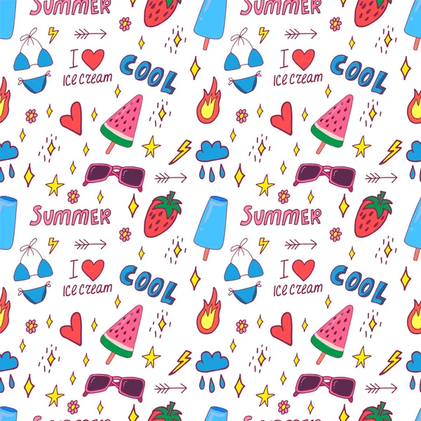 Summer pop art seamless pattern — Stock Vector