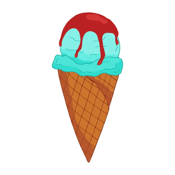 手描きのブルーアイスクリームとチョコレート — ストックベクタ