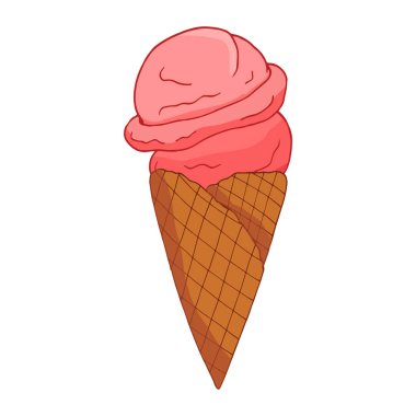 El çizilmiş pembe çilek dondurma.